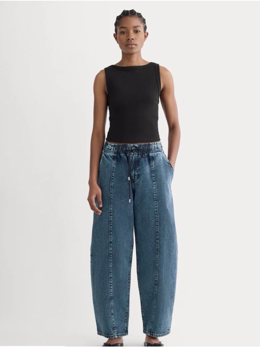 Everlane The Drawstring Baggy Jean Sz Small Mid-Indigo